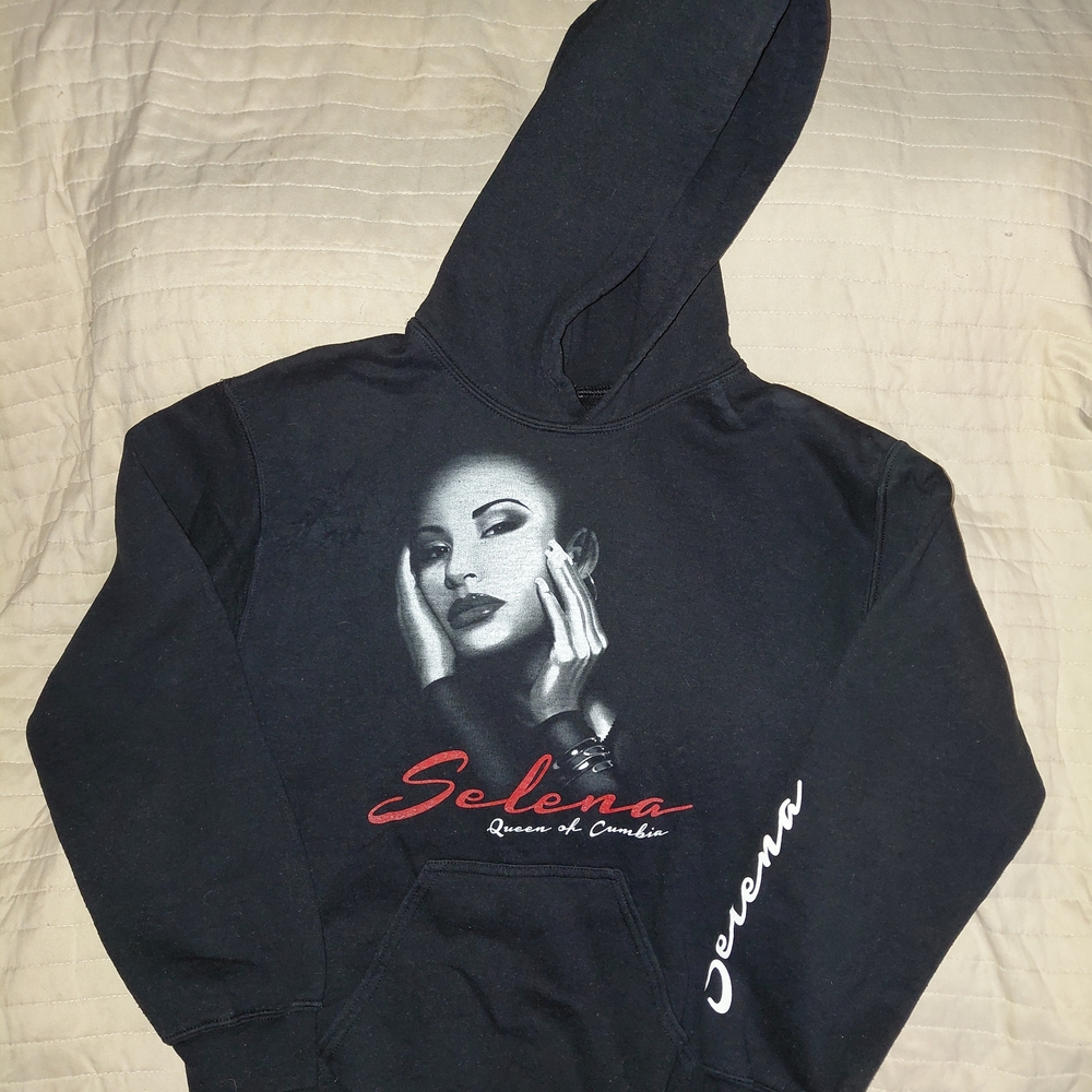 Selena Black Graphic Hoodie - Queen Tribute Pullover